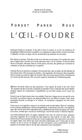 Forget, Paren, Roux.L’œil-foudre